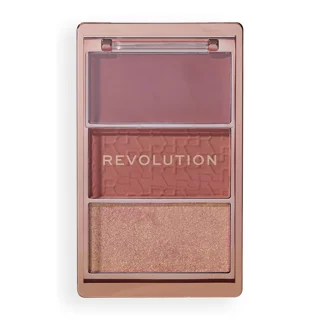 پالت سه تایی رژگونه کرمی و پودری و هایلایتر Blush Icon رولوشن رنگ Aura Points Rose