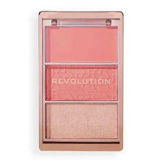 پالت سه تایی رژگونه کرمی و پودری و هایلایتر Blush Icon رولوشن رنگ Authentic Peach